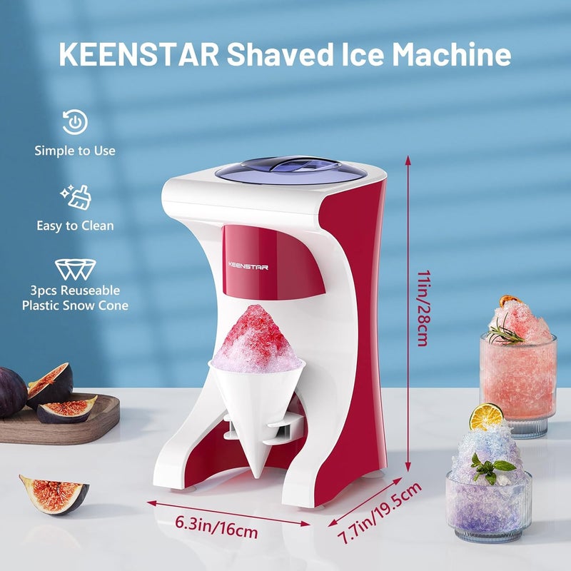 KEENSTAR آلة الثلج المجروش لصنع كرات الثلج مع 3 أكواب بلاستيكية قابلة لإعادة الاستخدام، آلة سلاشية على الطاولة لصنع كرات الثلج المنزلية، كرات الثلج، كوكتيلات مجمدة والمزيد، مع حصيرة غير قابلة للانزلاق وشفرة من الفولاذ المقاوم للصدأ - Image 5